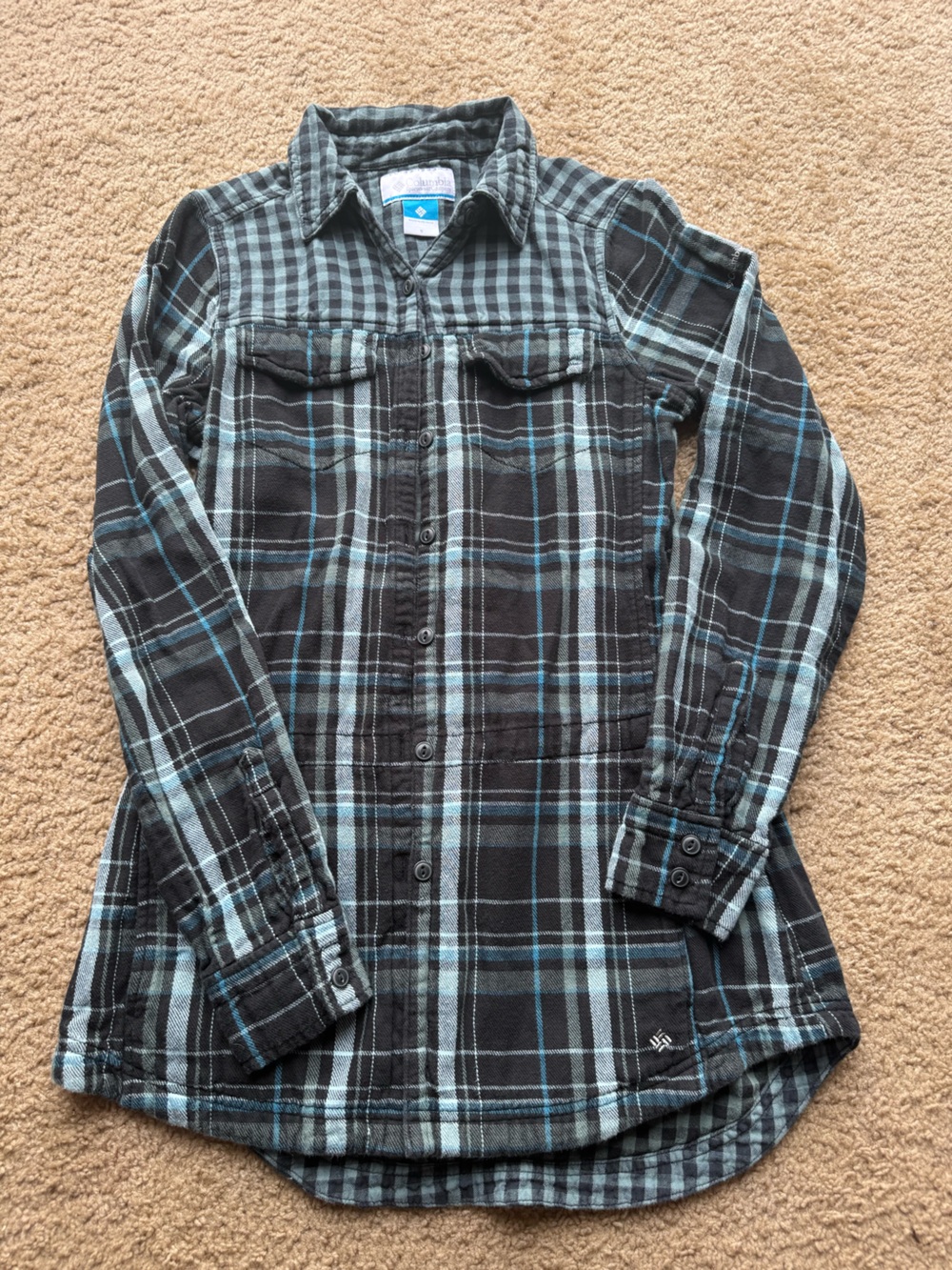 Columbia Black & Light Blue Plaid Button-Down Shirt